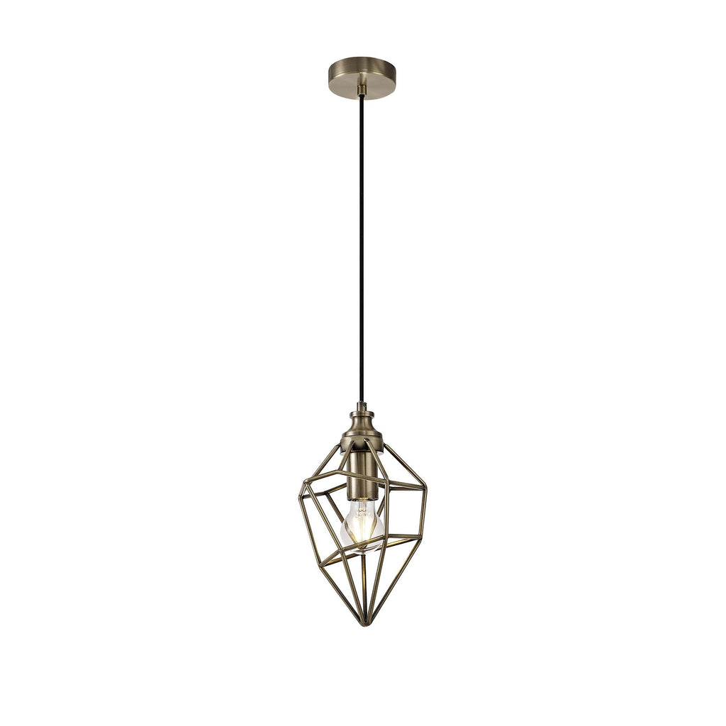 NL71309 Davie Small Pendant 1 Light Antique Brass