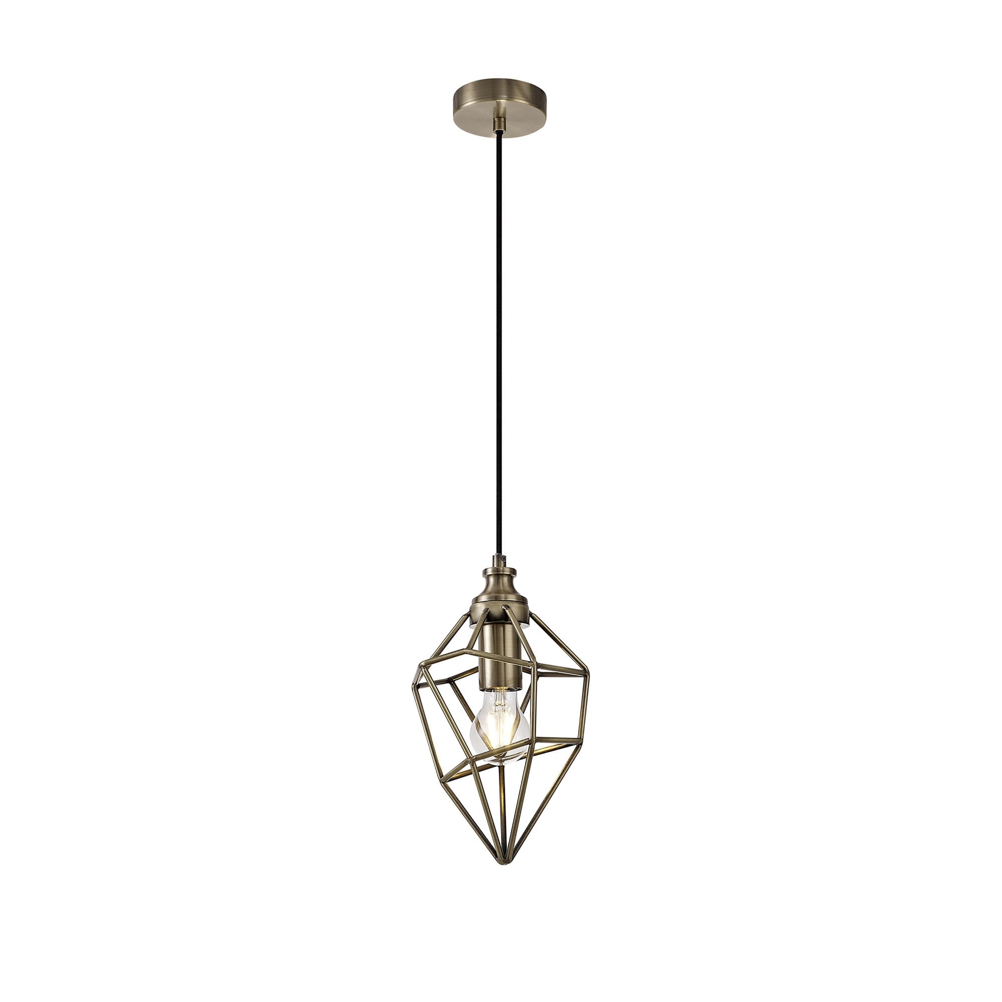 NL71309 Davie Small Pendant 1 Light Antique Brass