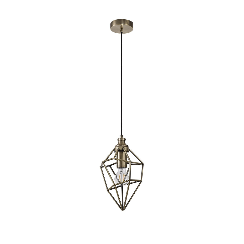 NL71309 Davie Small Pendant 1 Light Antique Brass