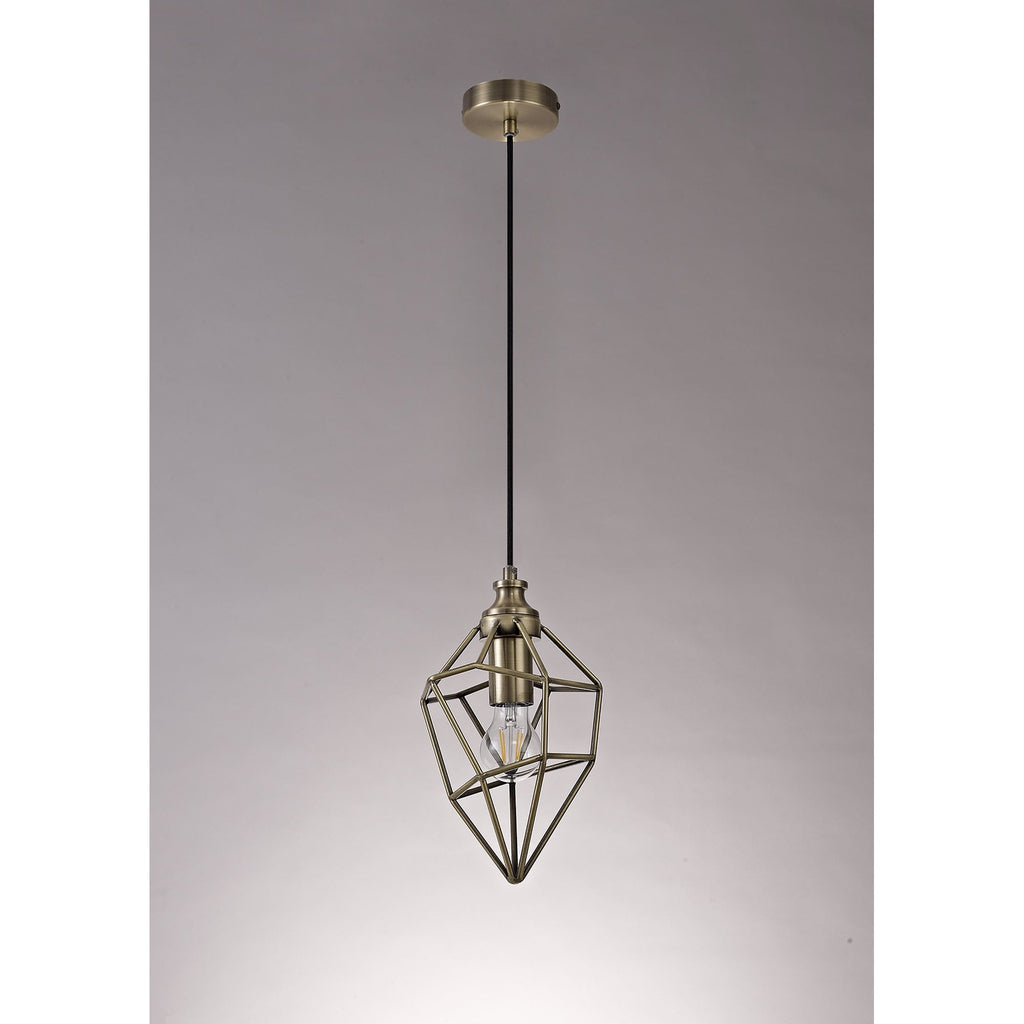 NL71309 Davie Small Pendant 1 Light Antique Brass