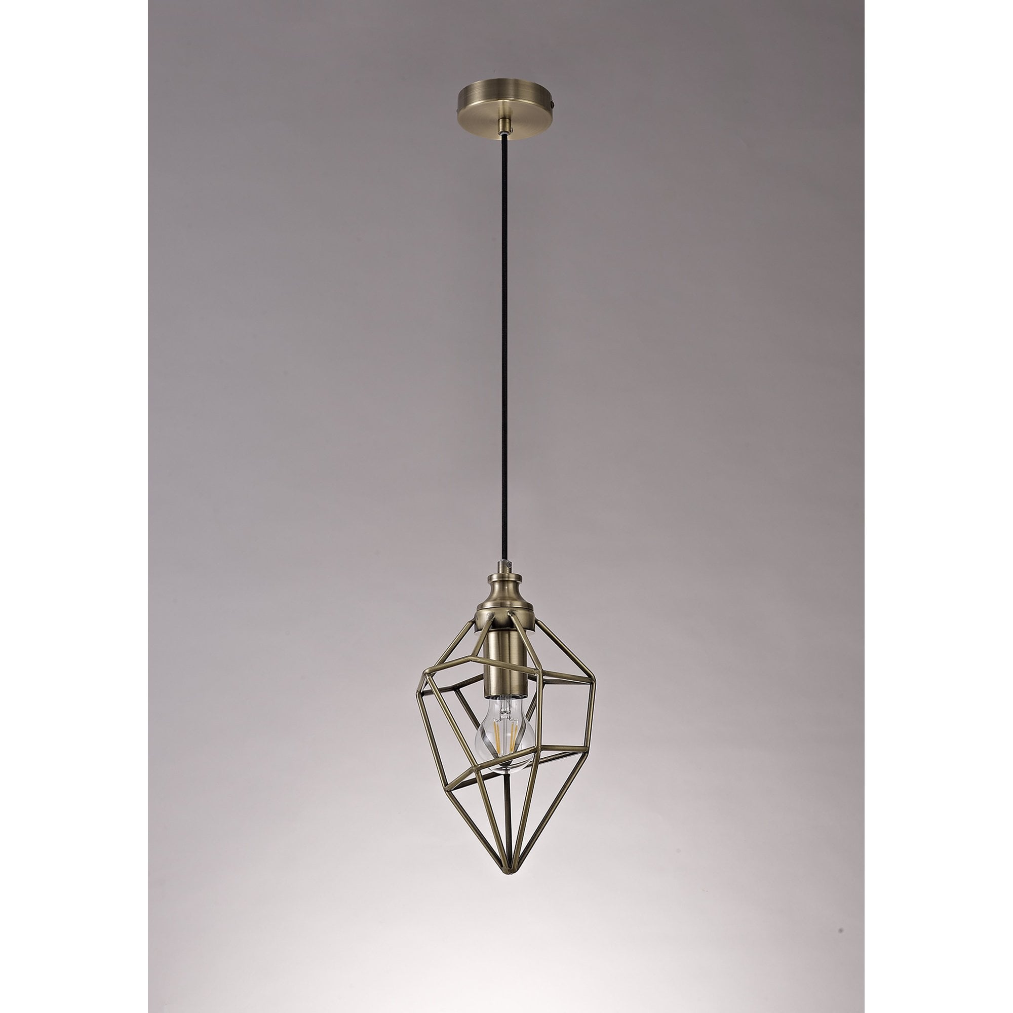 NL71309 Davie Small Pendant 1 Light Antique Brass