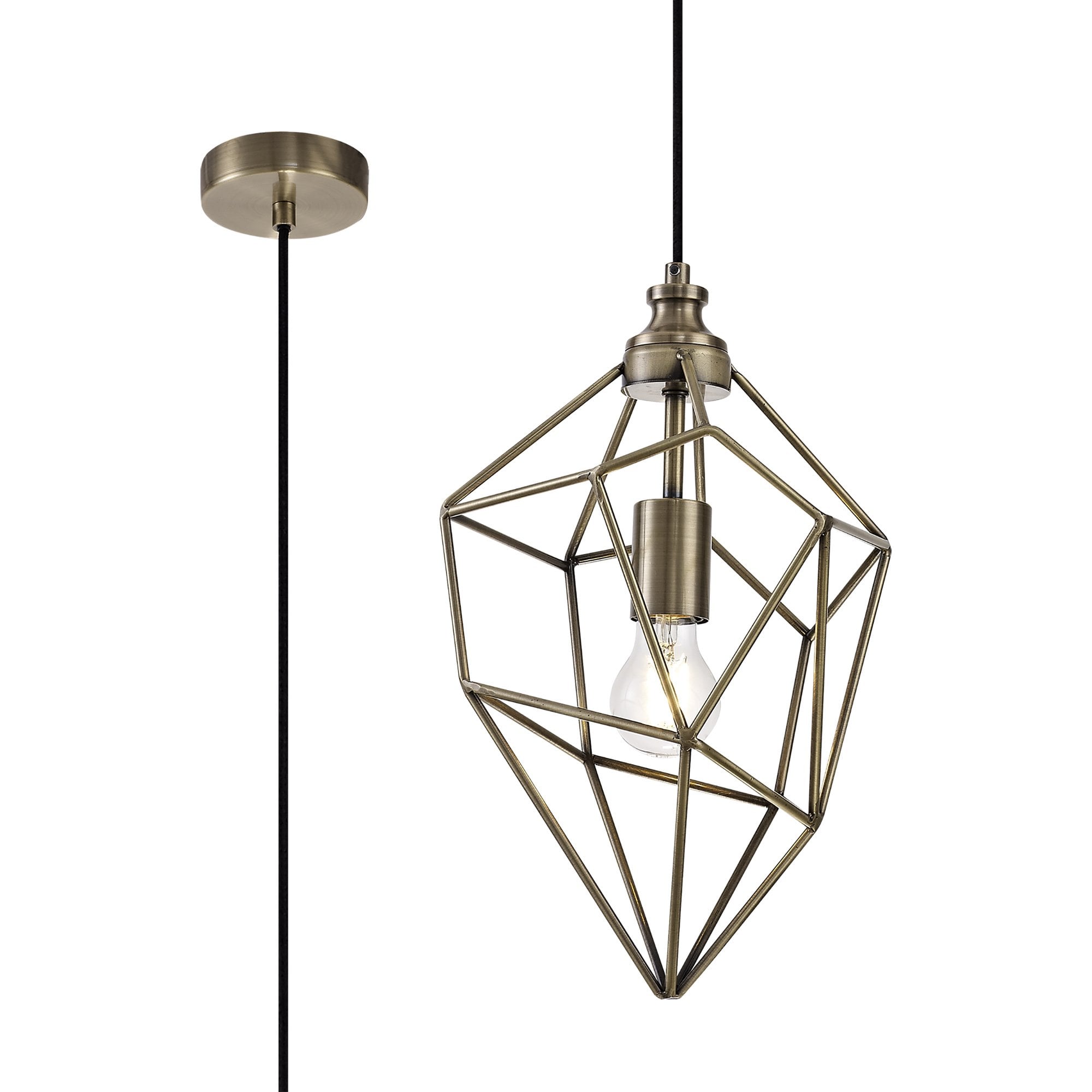 NL71319 Davie Medium Pendant 1 Light Antique Brass