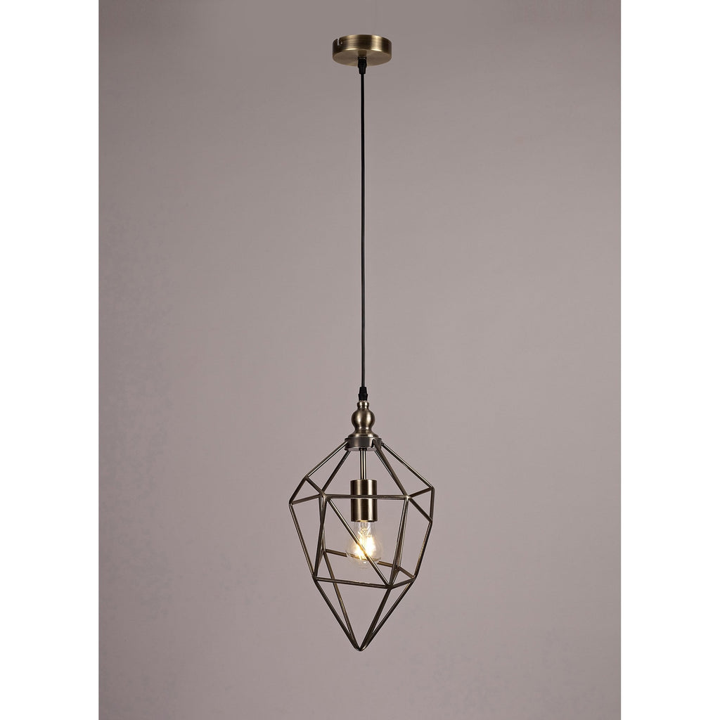 NL71319 Davie Medium Pendant 1 Light Antique Brass