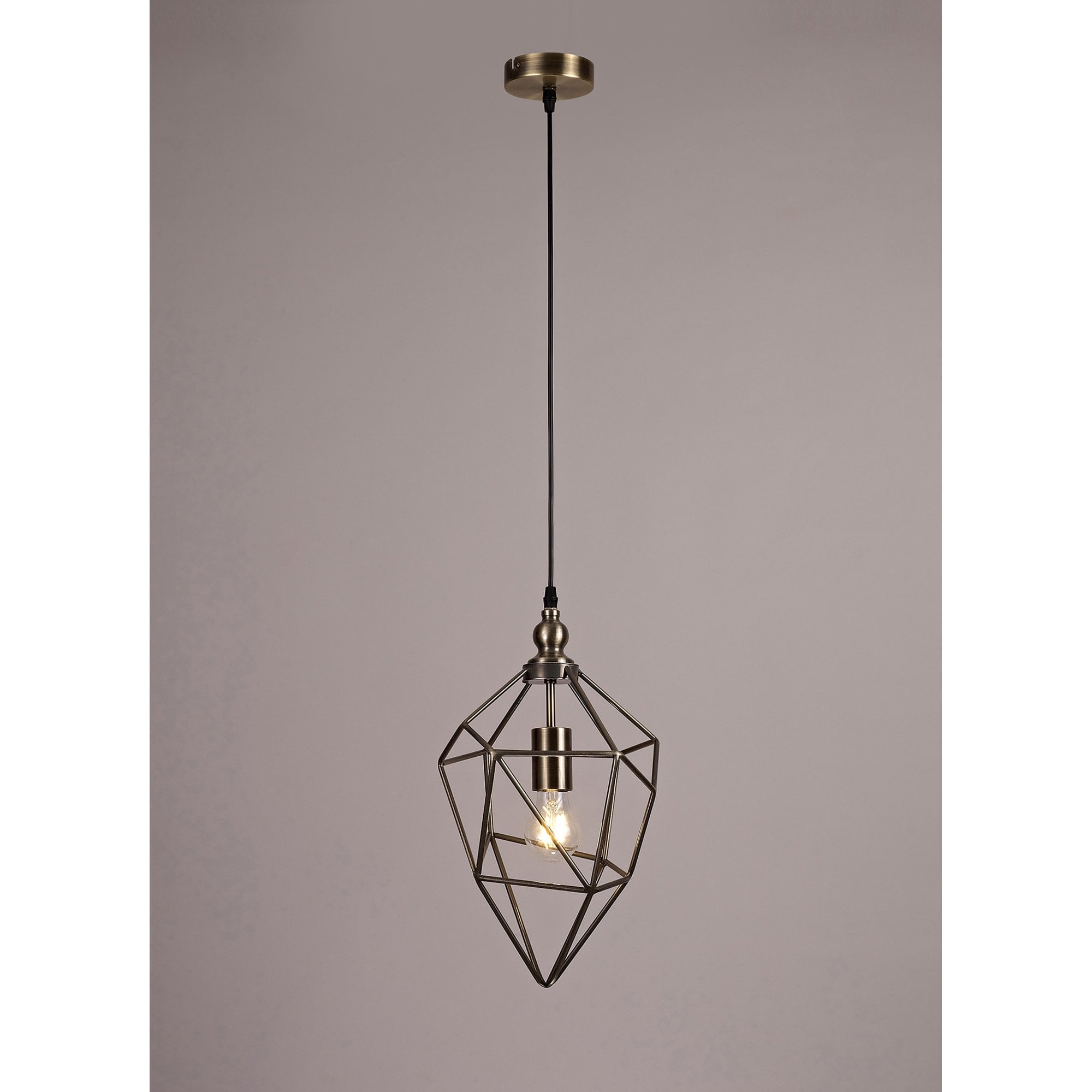NL71319 Davie Medium Pendant 1 Light Antique Brass