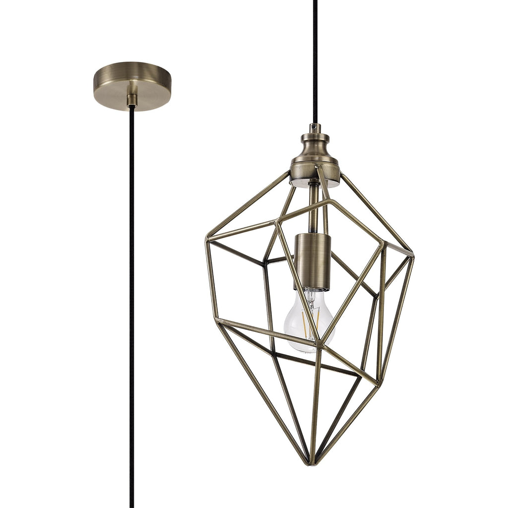 NL71319 Davie Medium Pendant 1 Light Antique Brass