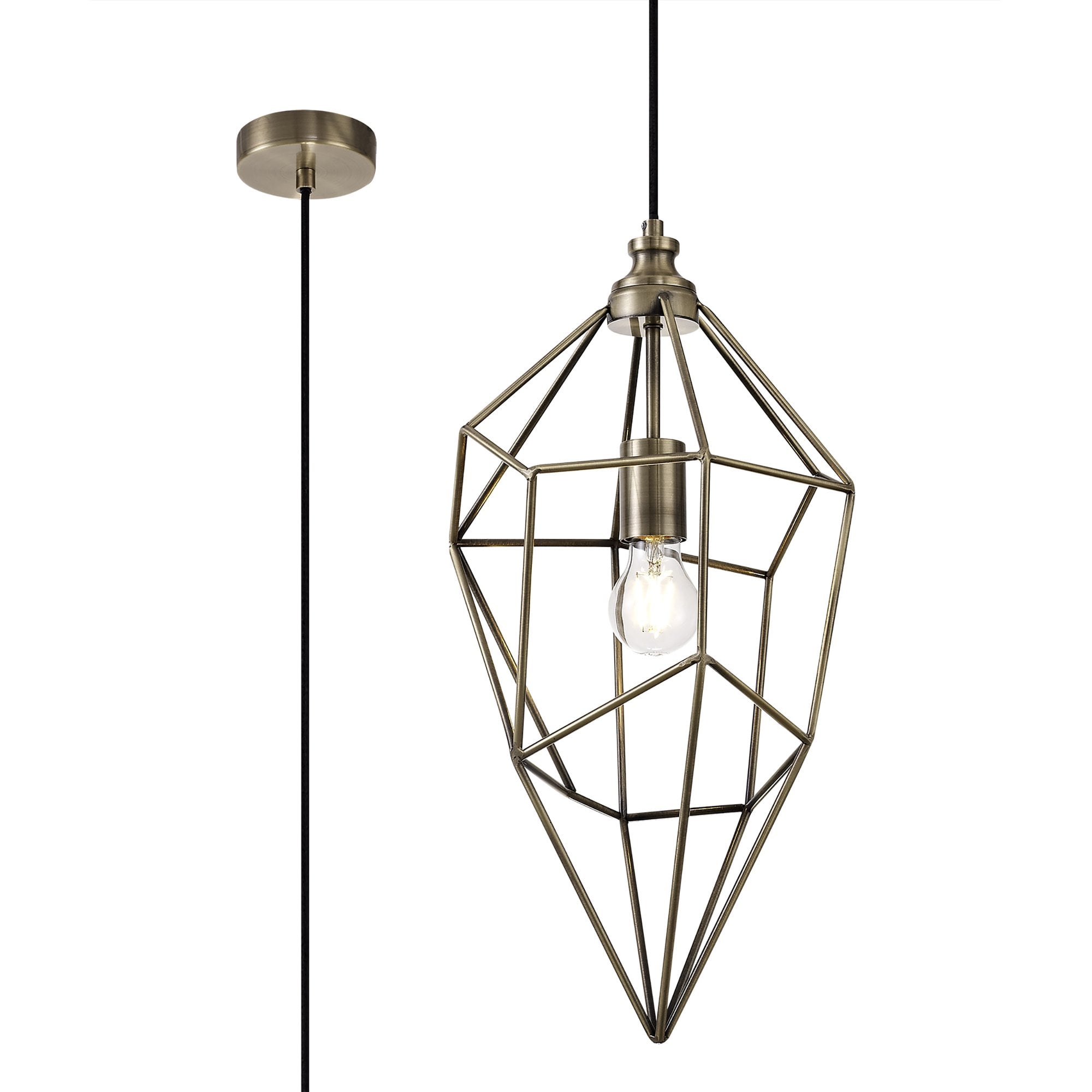 NL71329 Davie Large Pendant 1 Light Antique Brass