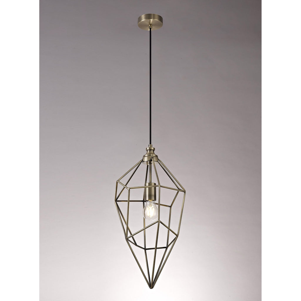 NL71329 Davie Large Pendant 1 Light Antique Brass