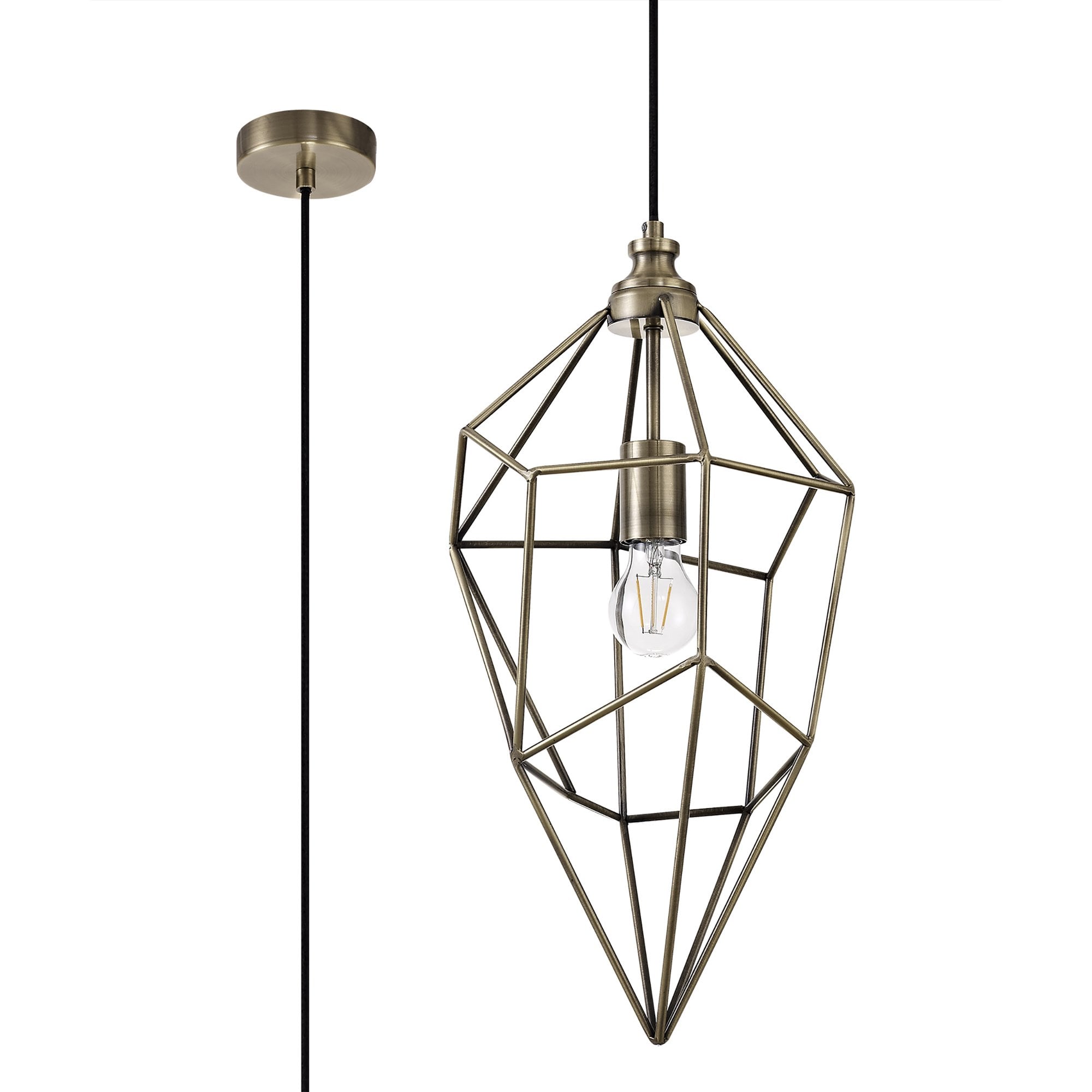 NL71329 Davie Large Pendant 1 Light Antique Brass