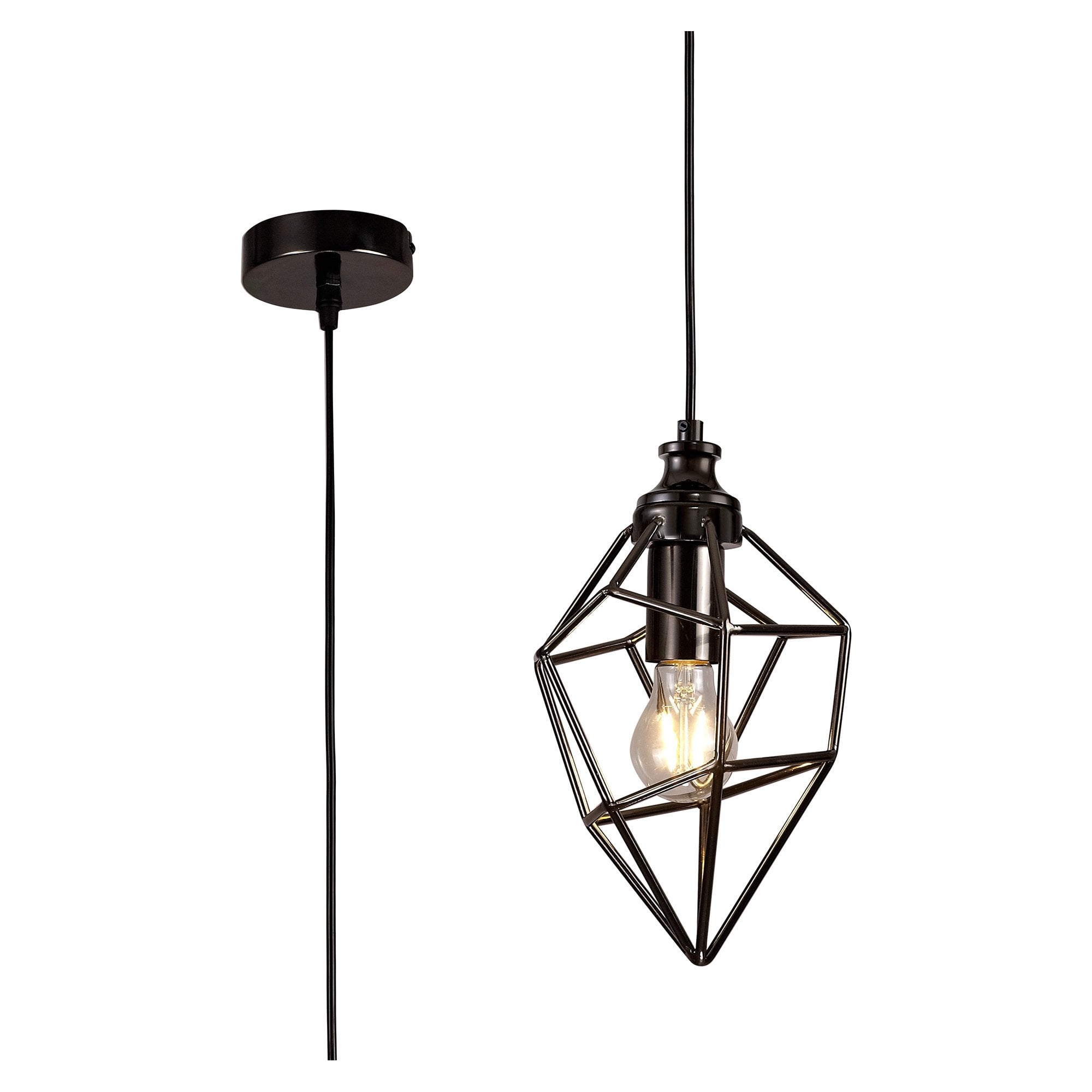 NL71389 Davie Small Pendant 1 Light Black Nickel