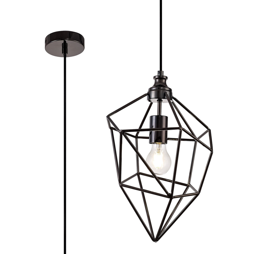 NL71599 Davie Medium Pendant 1 Light Black Nickel