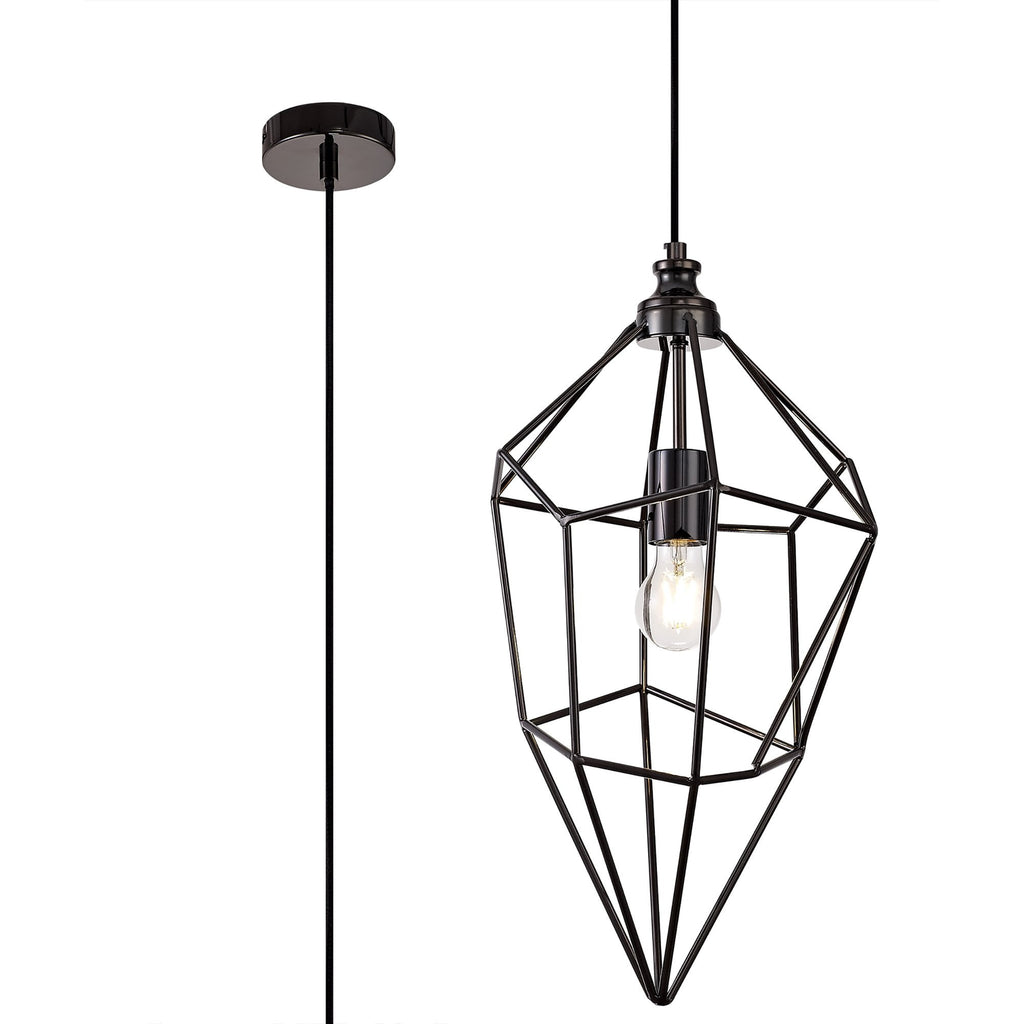 NL71609 Davie Large Pendant 1 Light Black Nickel