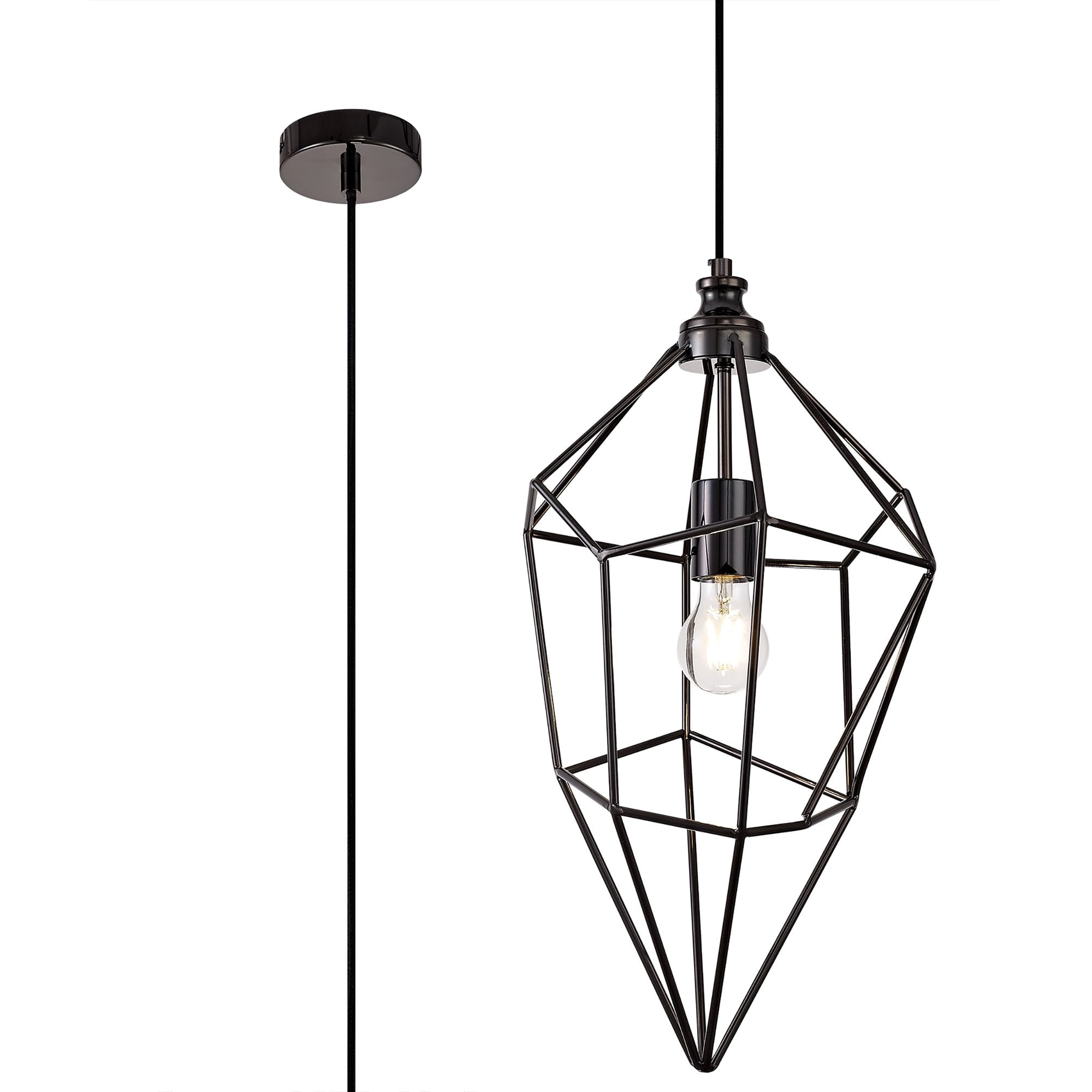 NL71609 Davie Large Pendant 1 Light Black Nickel