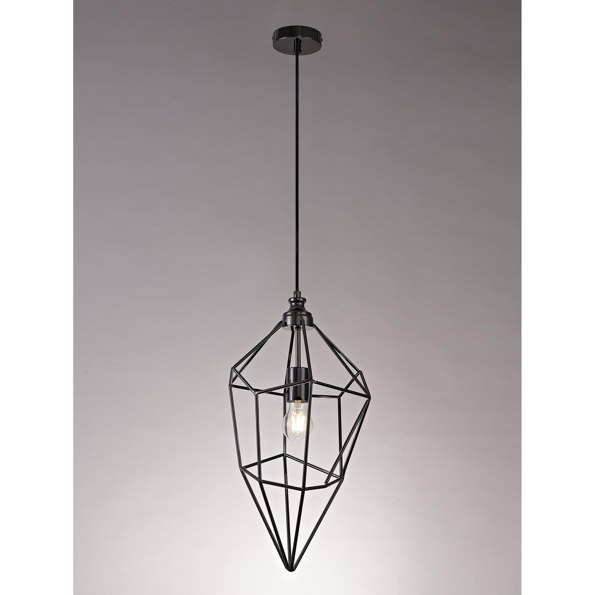 NL71609 Davie Large Pendant 1 Light Black Nickel