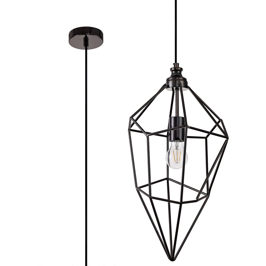 NL71609 Davie Large Pendant 1 Light Black Nickel
