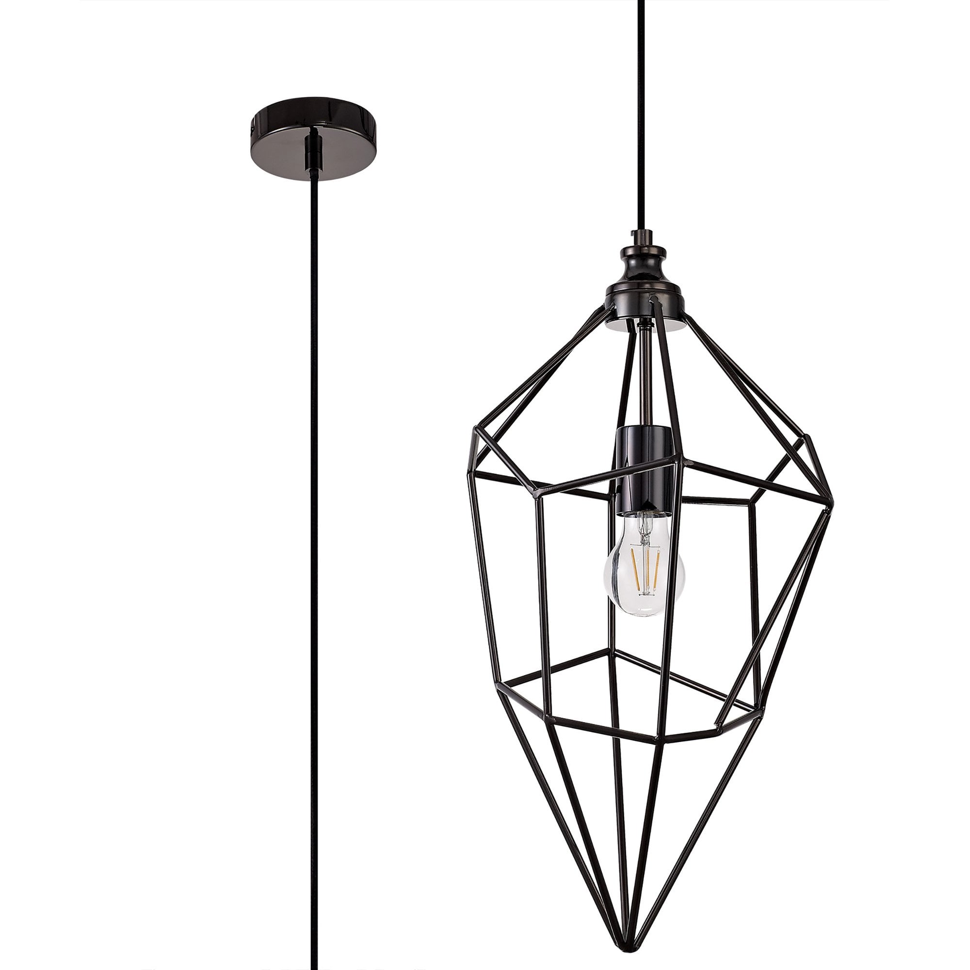 NL71609 Davie Large Pendant 1 Light Black Nickel