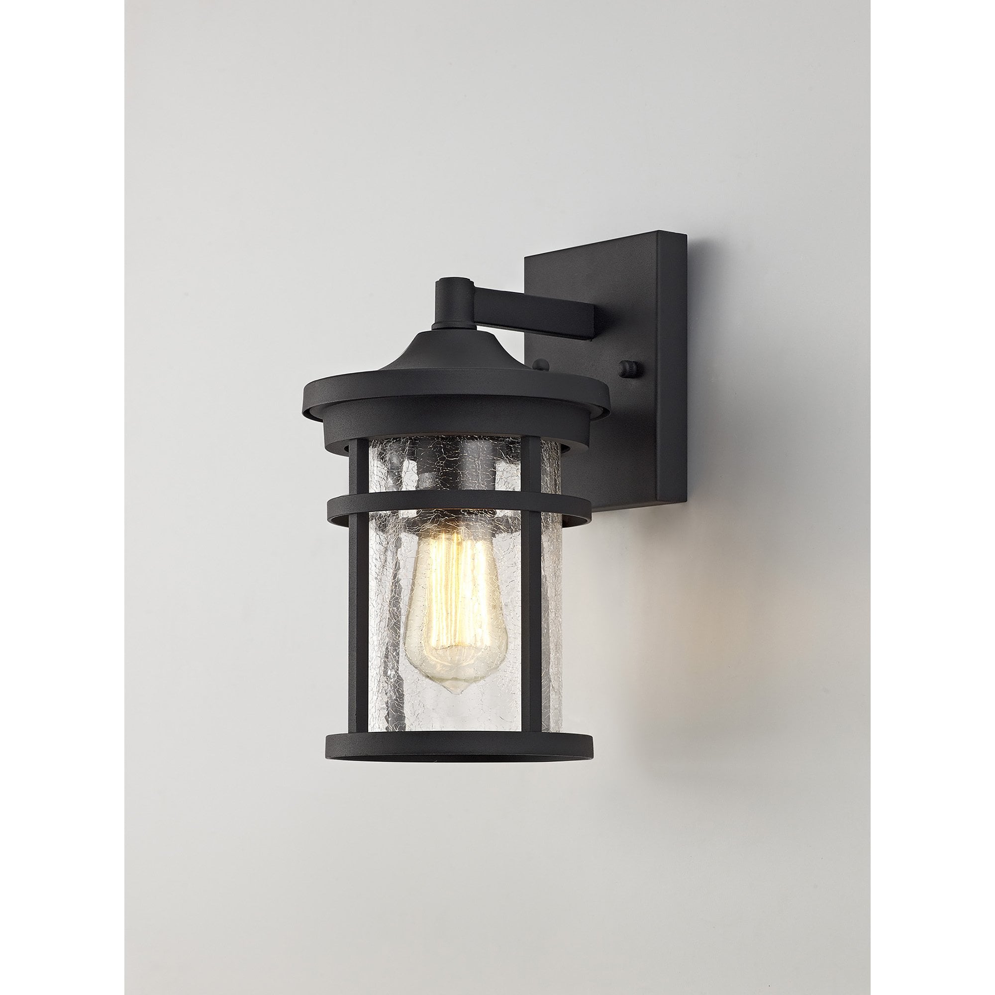 Ellis Outdoor Wall  Lamp 1 Light Black/Clear Crackled Glass