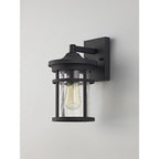 Ellis Outdoor Wall  Lamp 1 Light Black/Clear Crackled Glass