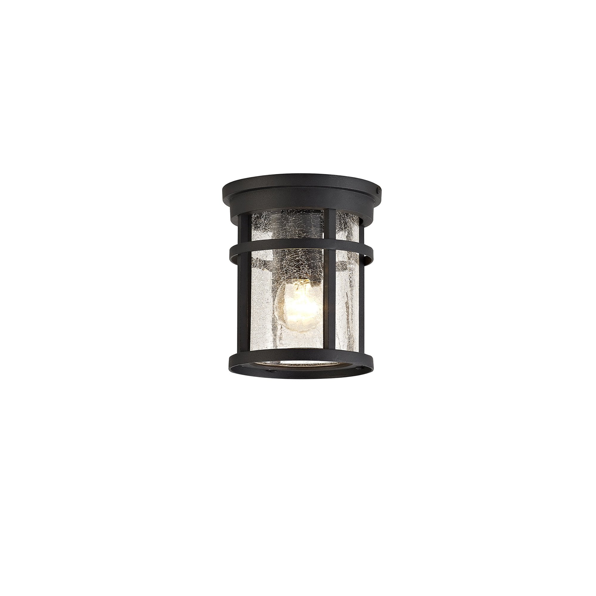 NL73199 Ellis Outdoor Ceiling 1 Light Black/Clear Crackled Glass