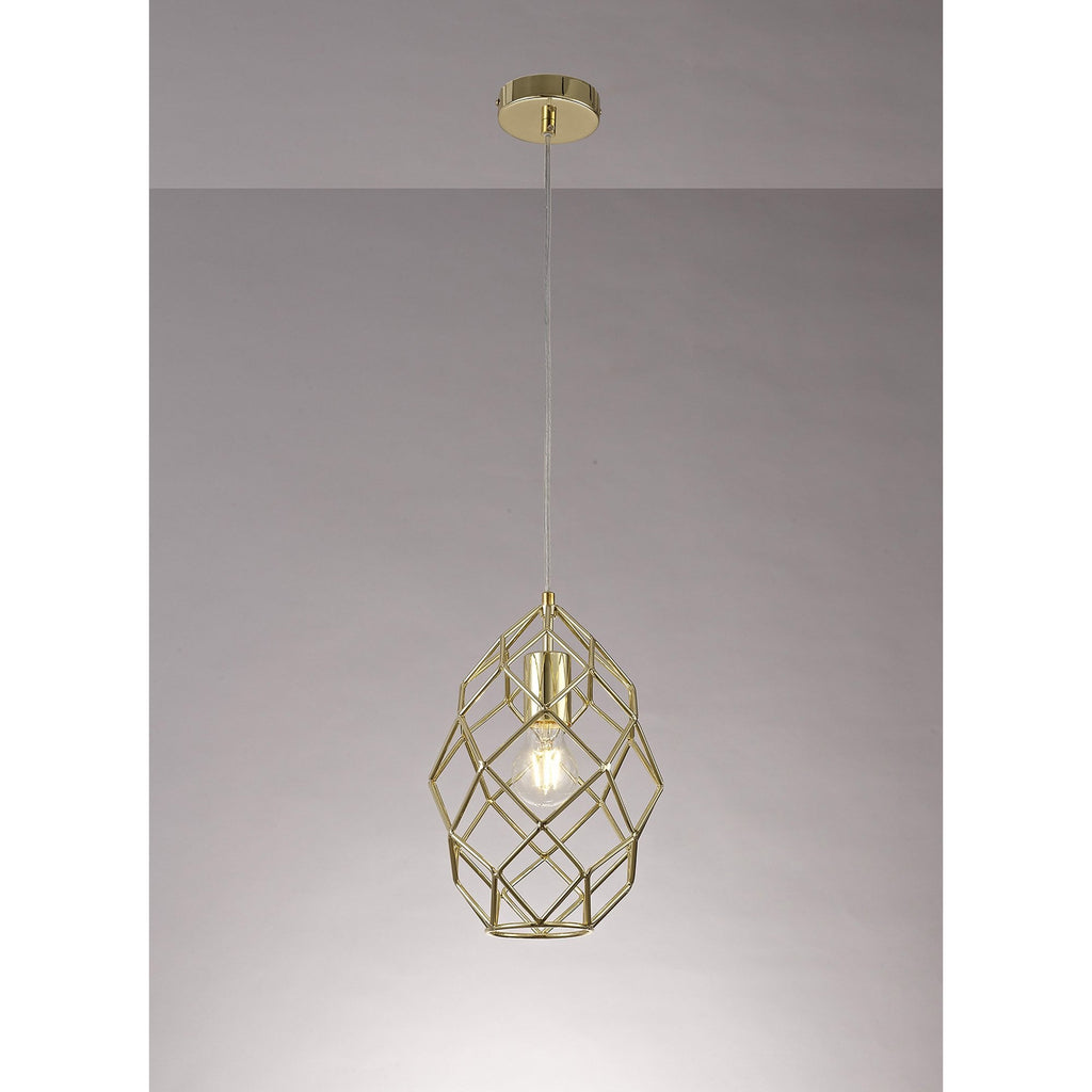 NL71929 Eva Curved Cylinder Pendant 1 Light Polished Brass