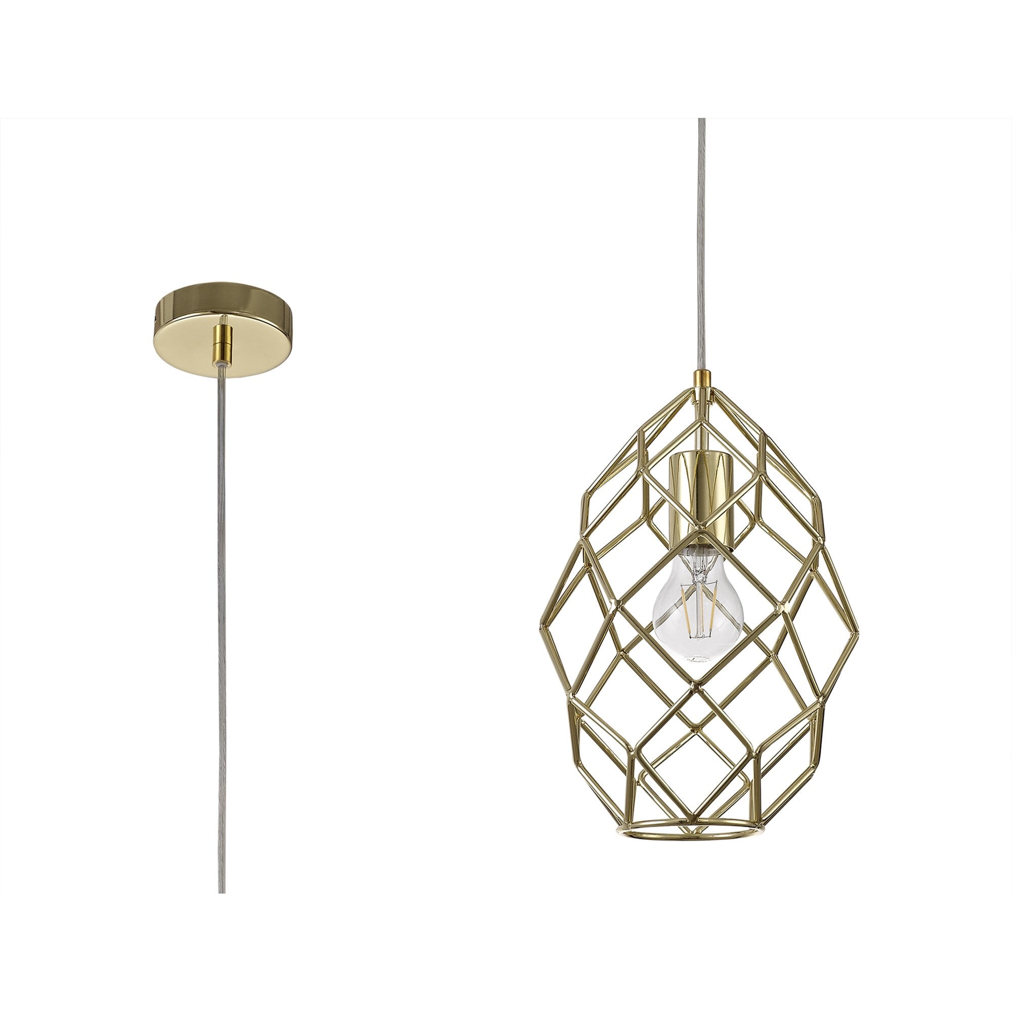 NL71929 Eva Curved Cylinder Pendant 1 Light Polished Brass