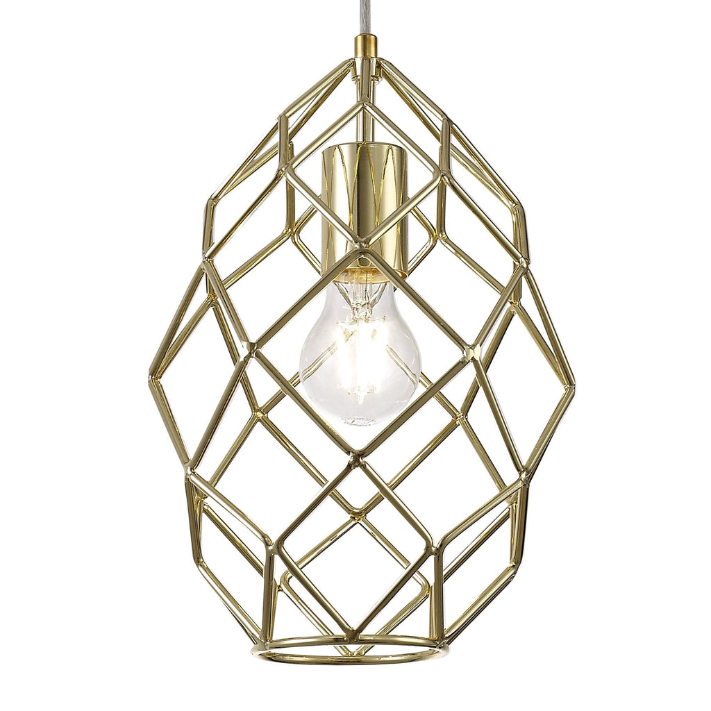 NL71929 Eva Curved Cylinder Pendant 1 Light Polished Brass