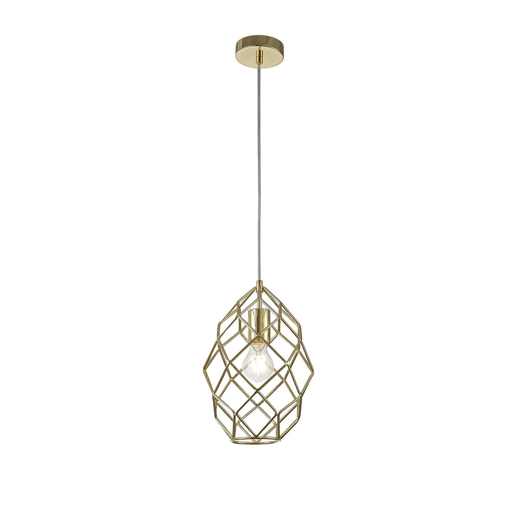 NL71929 Eva Curved Cylinder Pendant 1 Light Polished Brass