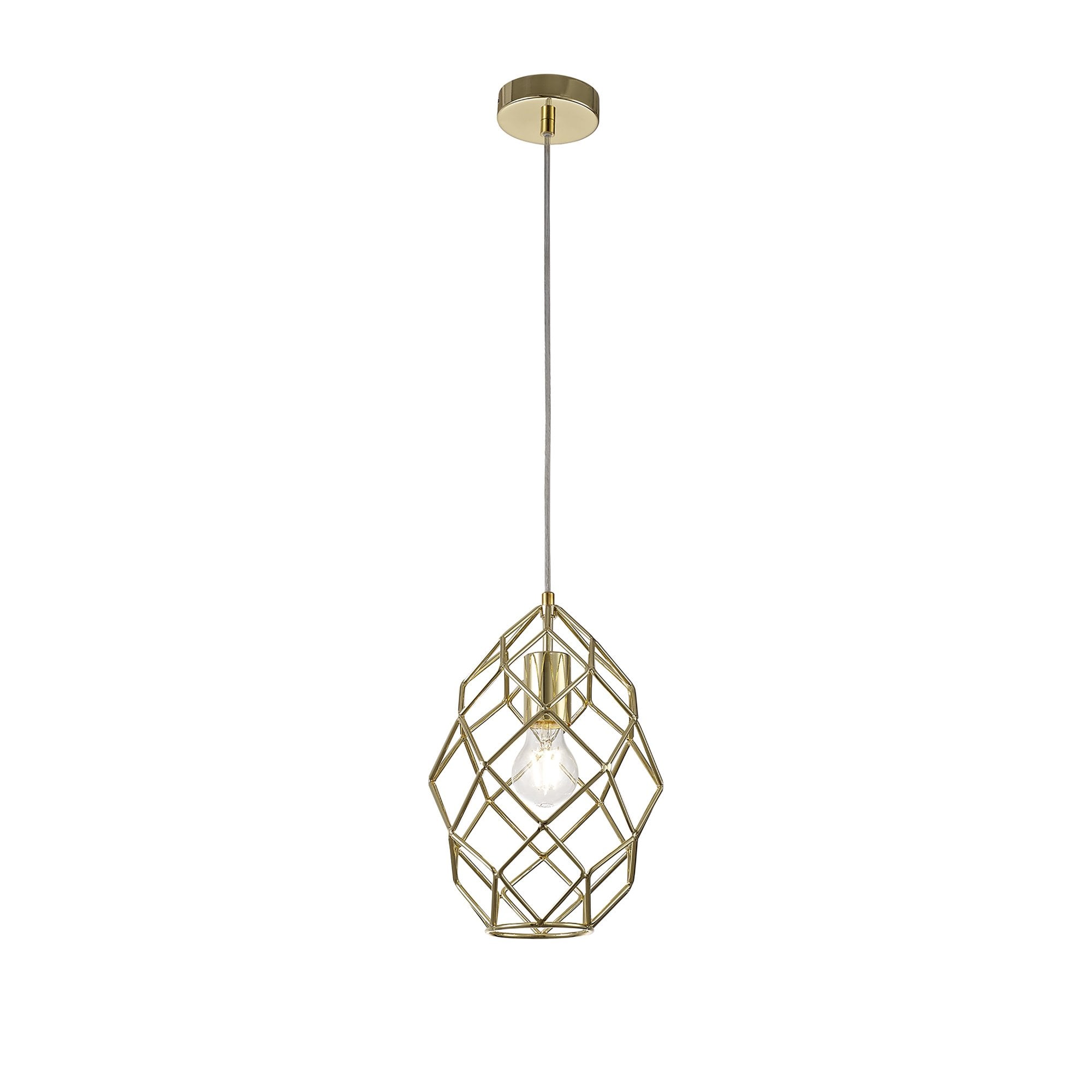 NL71929 Eva Curved Cylinder Pendant 1 Light Polished Brass