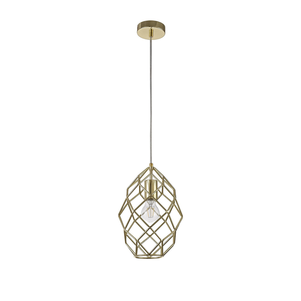 NL71929 Eva Curved Cylinder Pendant 1 Light Polished Brass