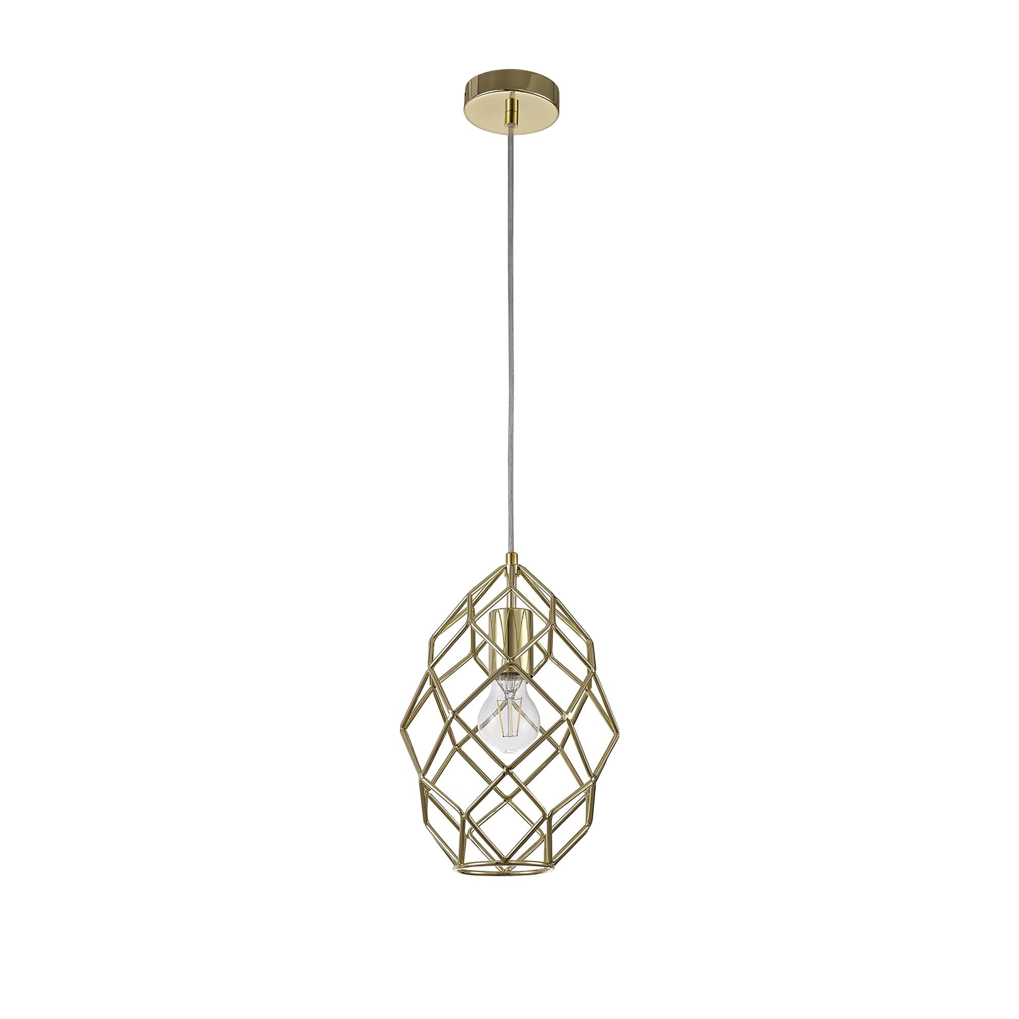 NL71929 Eva Curved Cylinder Pendant 1 Light Polished Brass
