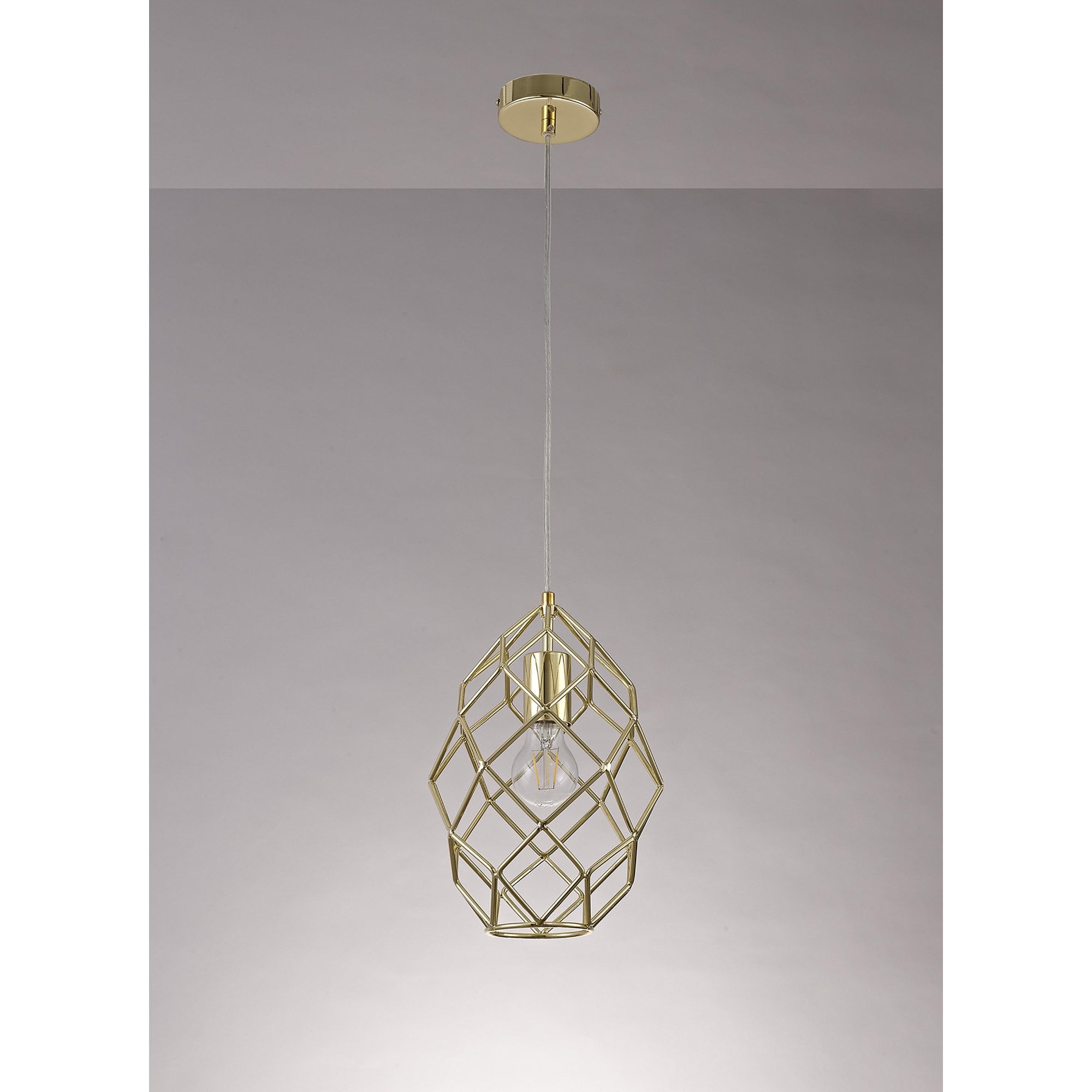 NL71929 Eva Curved Cylinder Pendant 1 Light Polished Brass