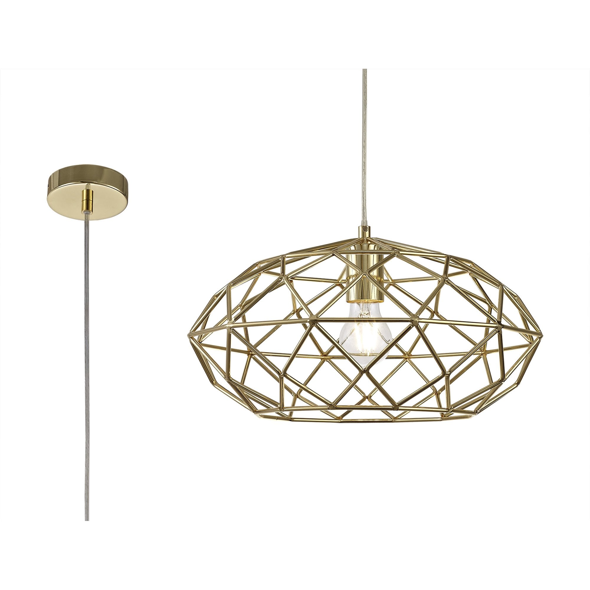 NL71949 Eva Elliptical Sphere Pendant 1 Light Polished Brass