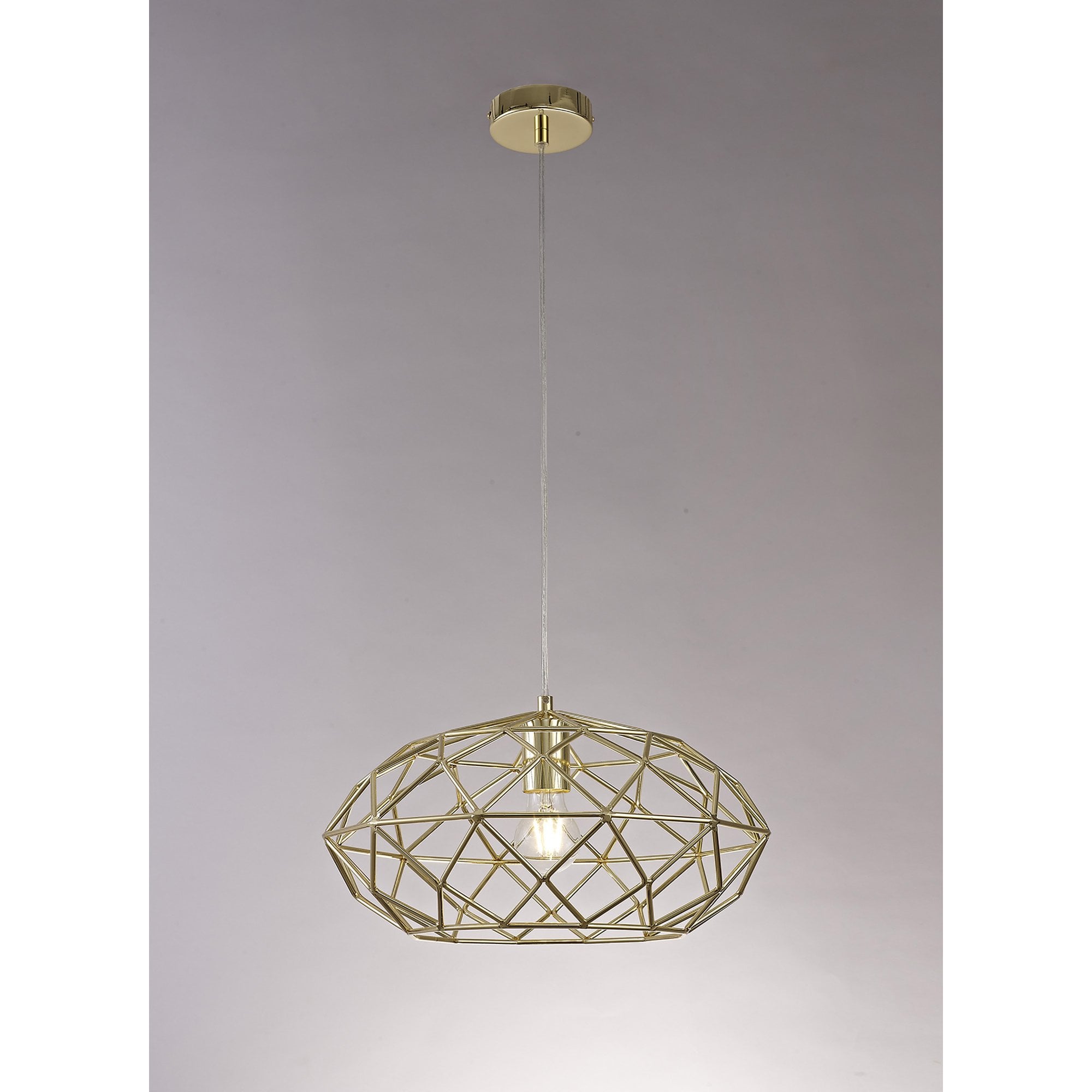 NL71949 Eva Elliptical Sphere Pendant 1 Light Polished Brass