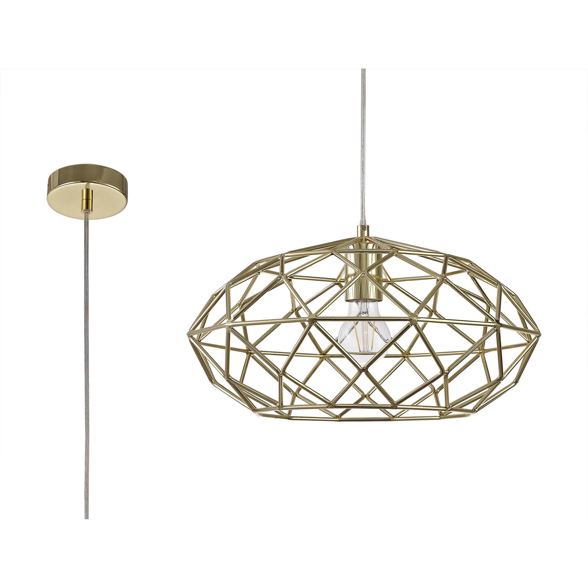 NL71949 Eva Elliptical Sphere Pendant 1 Light Polished Brass