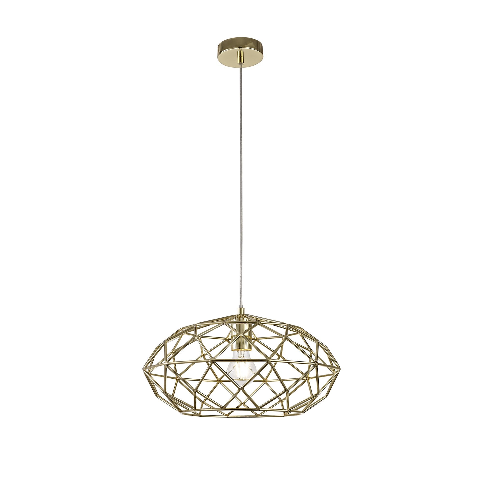 NL71949 Eva Elliptical Sphere Pendant 1 Light Polished Brass