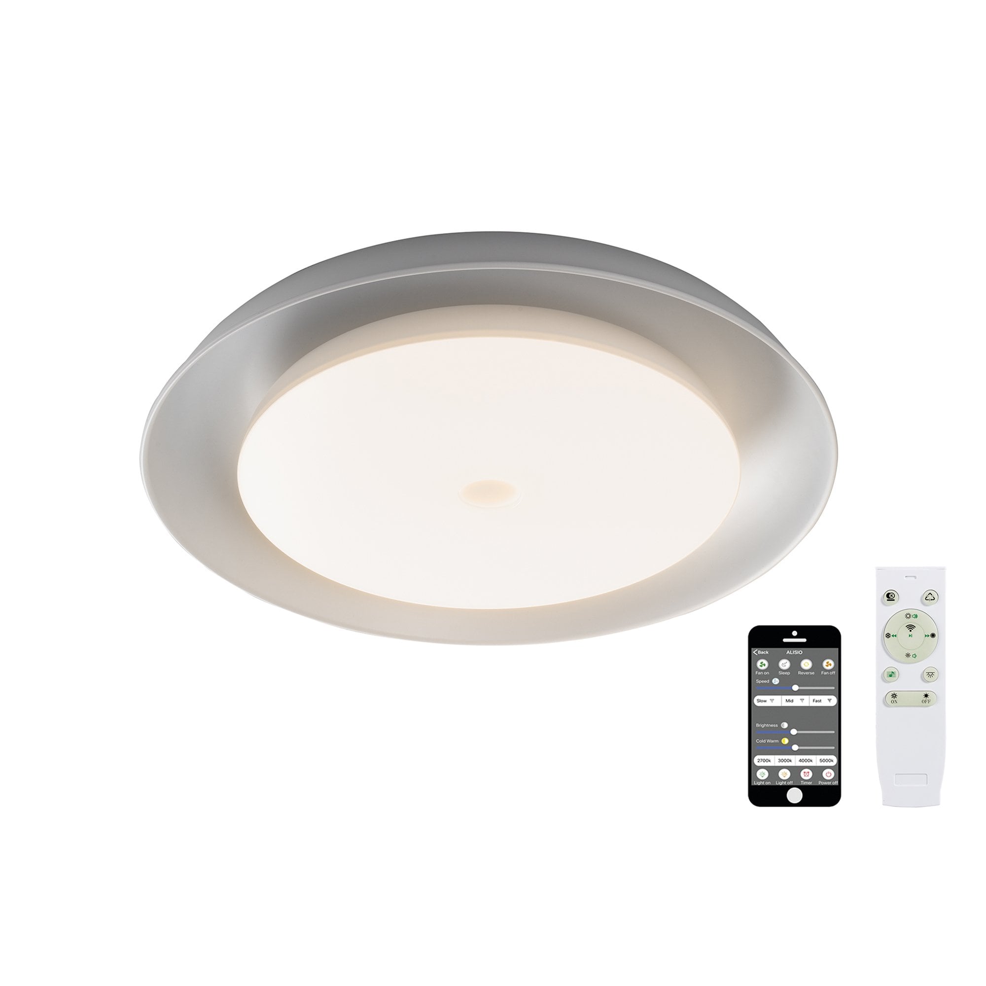 NL70909 Fabio Ceiling  Light LED RGB Tuneable White Built In Speaker Bluetooth Connection/Remote Control/App Control