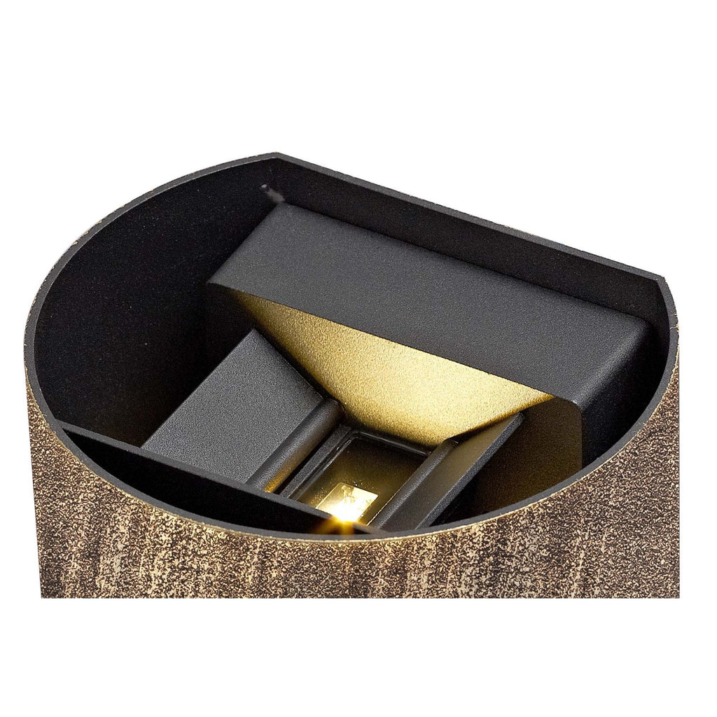 NL72079 Flo Outdoor LED Up & Downward  Lighting Wall Lamp 2 Light Black/Gold