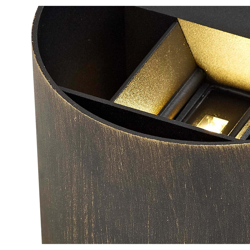 NL72079 Flo Outdoor LED Up & Downward  Lighting Wall Lamp 2 Light Black/Gold