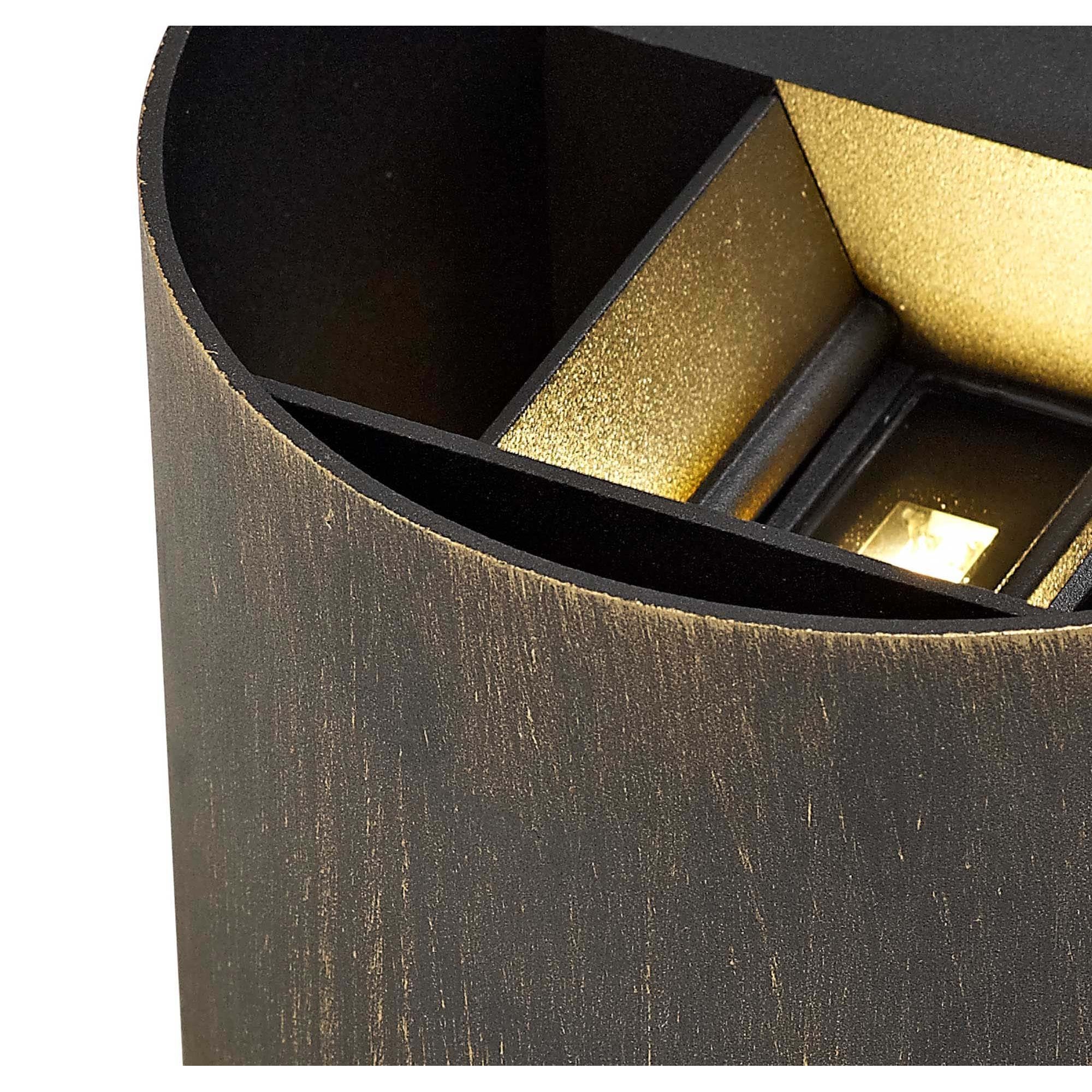 NL72079 Flo Outdoor LED Up & Downward  Lighting Wall Lamp 2 Light Black/Gold