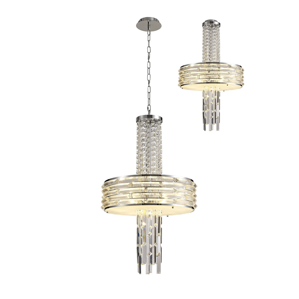 NL71149 Hooley Pendant/Semi Ceiling Convertible 7 Light Polished Chrome/Crystal