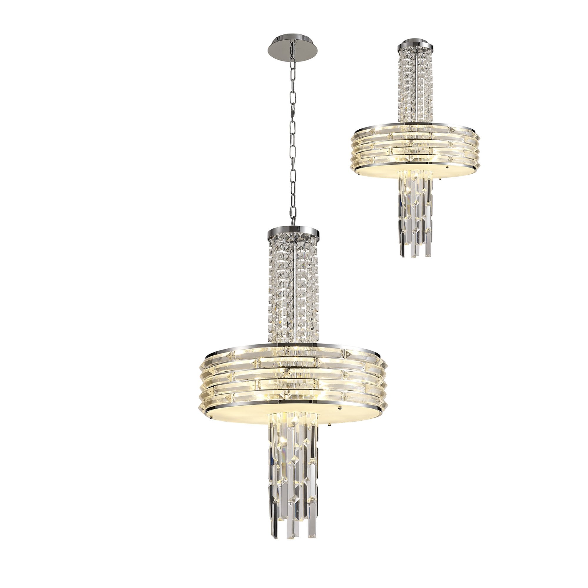 NL71149 Hooley Pendant/Semi Ceiling Convertible 7 Light Polished Chrome/Crystal