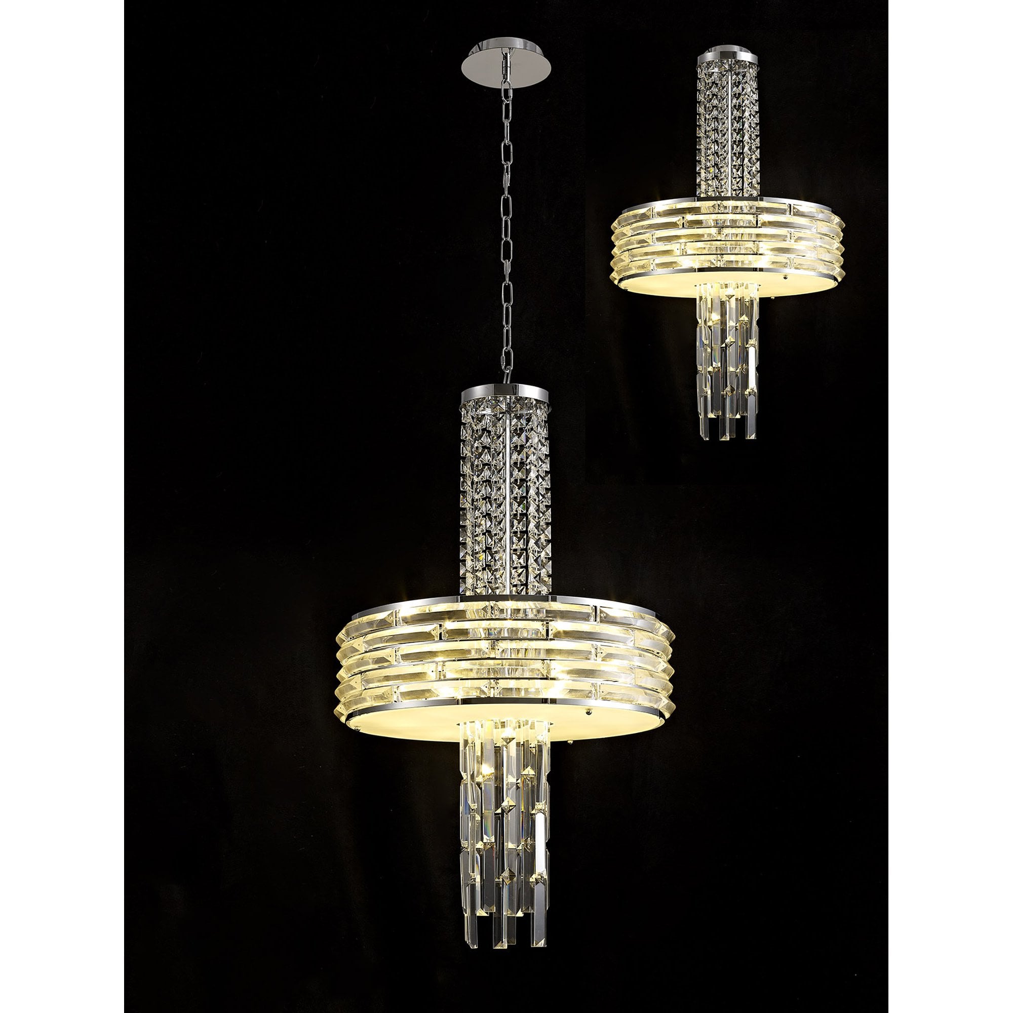 NL71149 Hooley Pendant/Semi Ceiling Convertible 7 Light Polished Chrome/Crystal