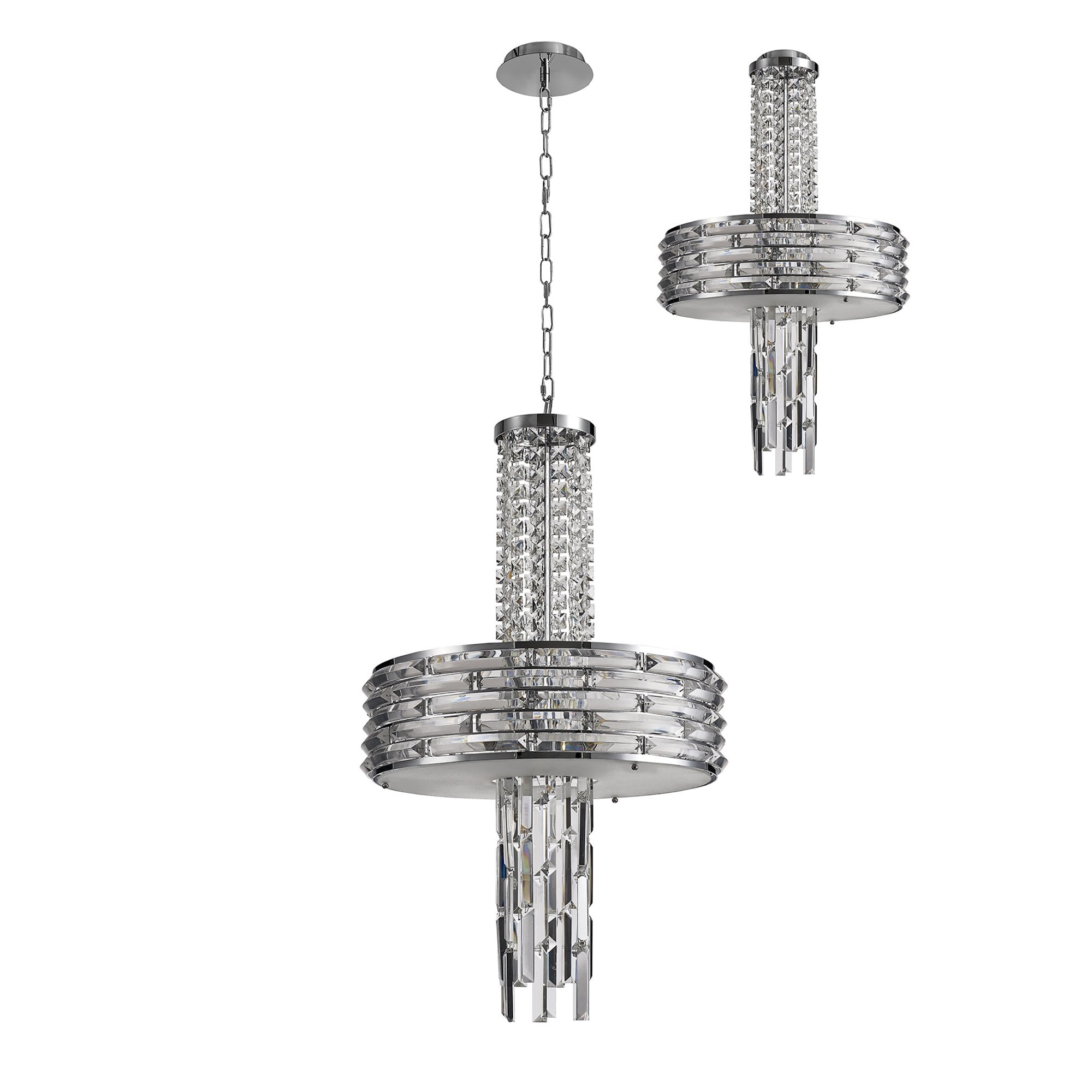 NL71149 Hooley Pendant/Semi Ceiling Convertible 7 Light Polished Chrome/Crystal