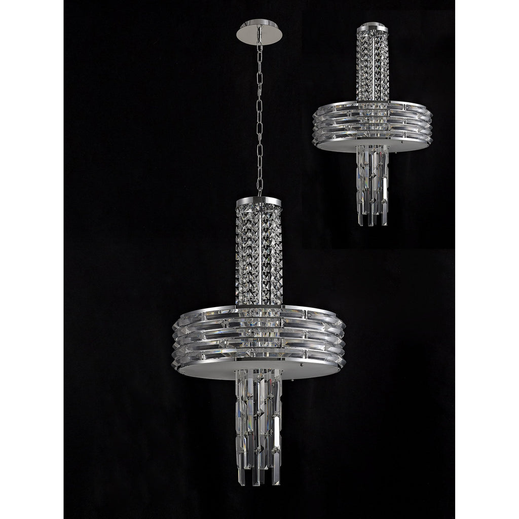 NL71149 Hooley Pendant/Semi Ceiling Convertible 7 Light Polished Chrome/Crystal