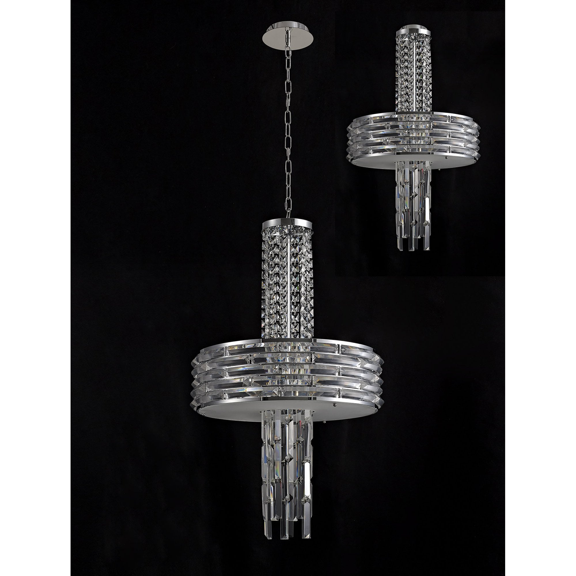 NL71149 Hooley Pendant/Semi Ceiling Convertible 7 Light Polished Chrome/Crystal