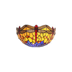 NL72709 Heidi Tiffany Wall Lamp 2 Light Blue/Orange/Crystal
