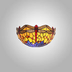 NL72709 Heidi Tiffany Wall Lamp 2 Light Blue/Orange/Crystal