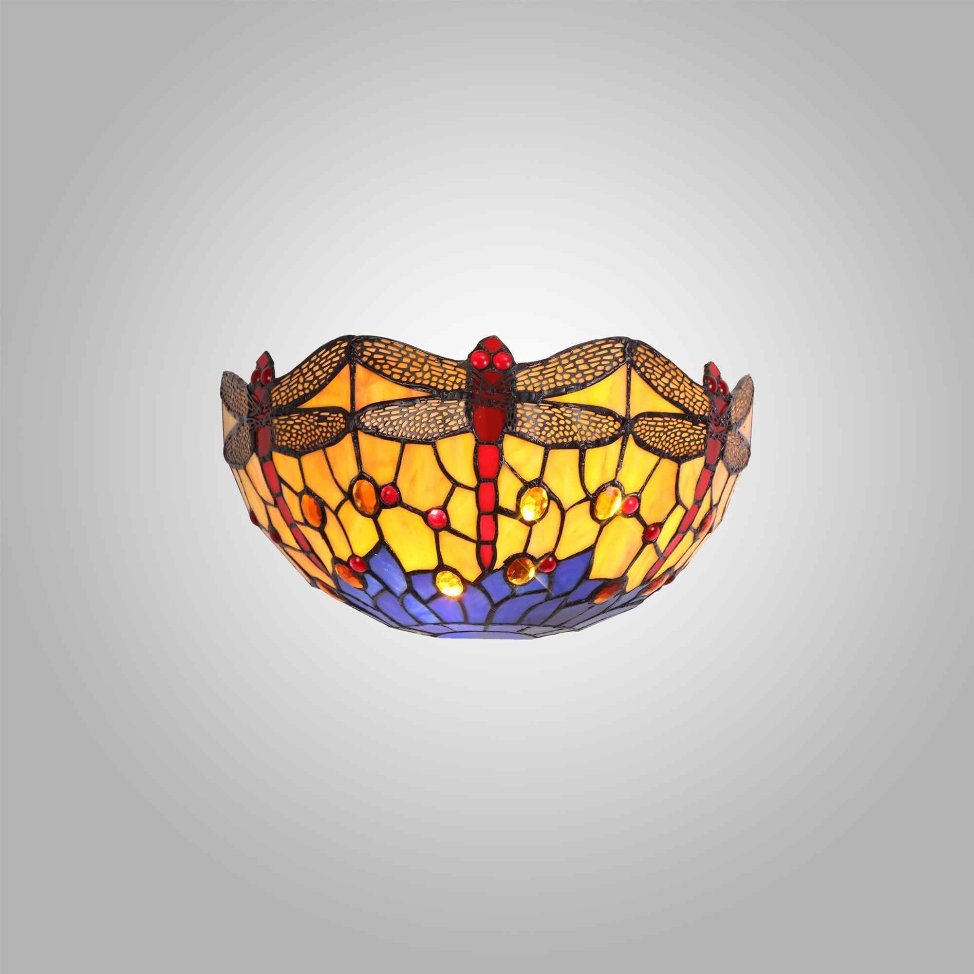 NL72709 Heidi Tiffany Wall Lamp 2 Light Blue/Orange/Crystal