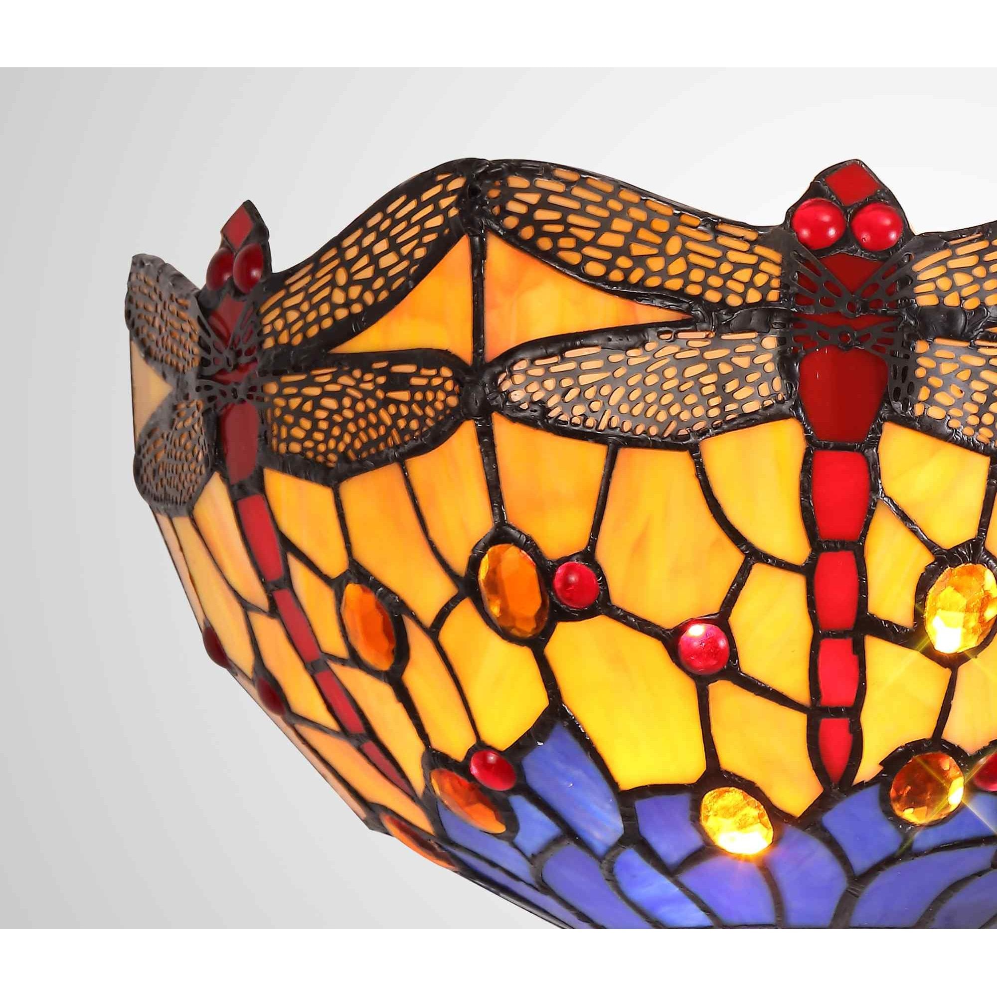 NL72709 Heidi Tiffany Wall Lamp 2 Light Blue/Orange/Crystal