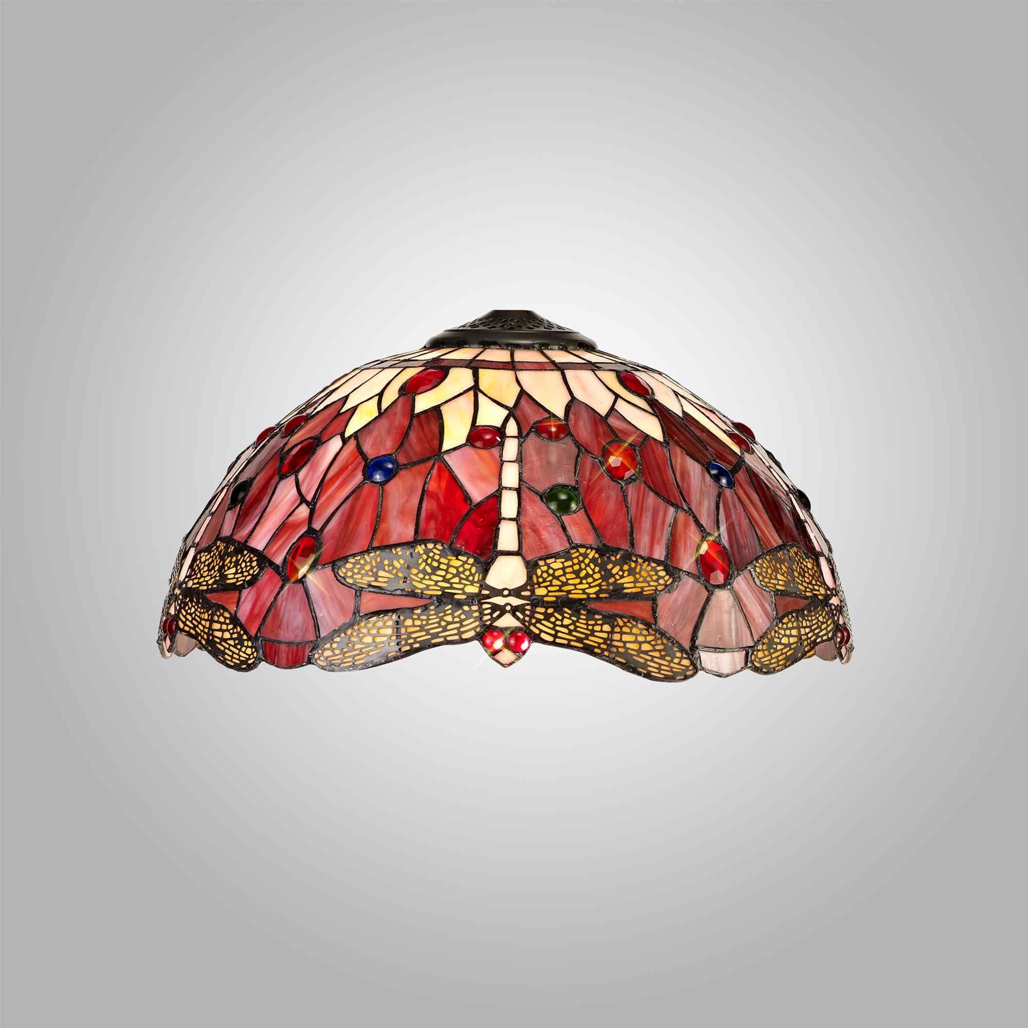 NL72729 Heidi Tiffany 40cm Shade Only Suitable For Pendant/Ceiling/Table Lamp Purple/Pink/Crystal