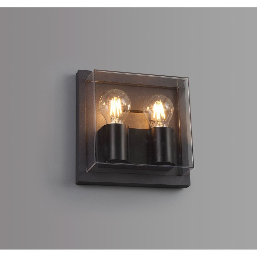 NL77839 Abb Outdoor Wall Lamp 2 Light Anthracite/Clear PC